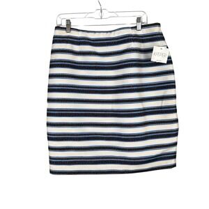 NWT KASPER Womens Striped Blue‎ Pencil Skirt Size 14P Career Office Nautical